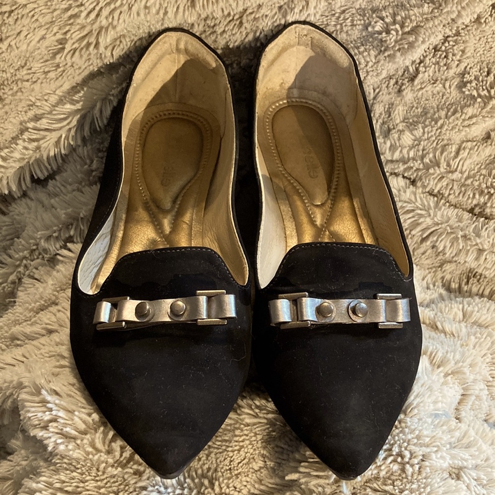 Galibelle black suede flats Size 9.